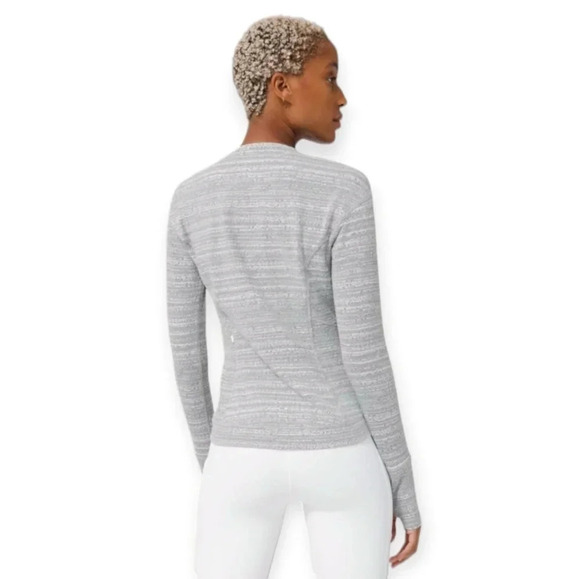 Lululemon Close to Crossing Long Sleeve *Rulu White Gray Stripe Jacquard 4 - Picture 2 of 16